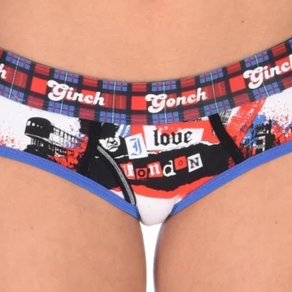 GINCH Gonch Boyfriend Brief Underwear Panty I Love London Cotton Spandex - Picture 3 of 11